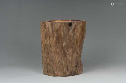 Chinese Agarwood Woodcarving Brush Pot