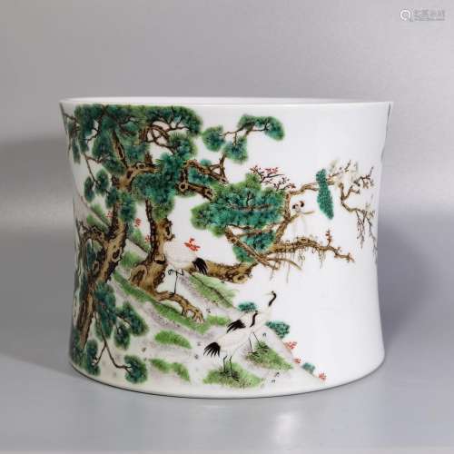 Chinese Qing Dynasty Yongzheng Period Famille Rose Porcelain Brush Pot