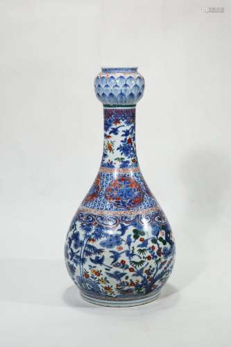 Chinese Ming Dynasty Jiajing Period Doucai Porcelain Bottle