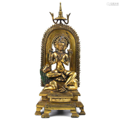 Manjusri Bodhisattva riding a lion