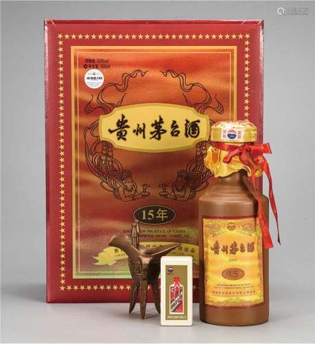 2008年  15年贵州茅台53°白酒  礼盒装