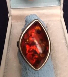 An Amber Silver Ring, #6.5