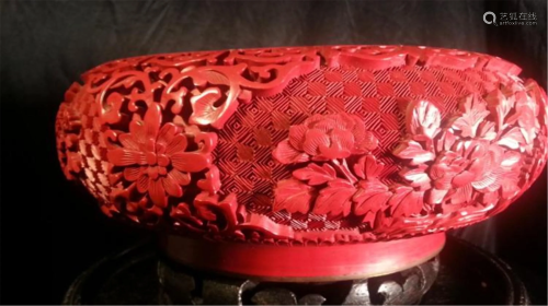 Chinese carved cinnabar lacquered