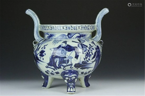 China blue and white censer