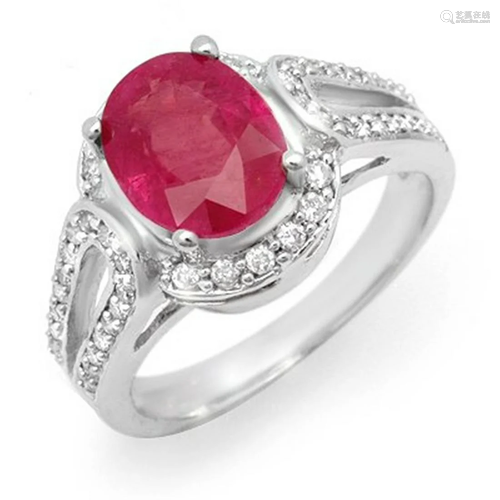 Genuine 4.5 Ctw Ruby & Diamond Ring 10K…