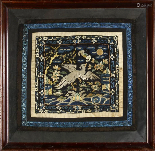 Chinese Framed Silk Badge