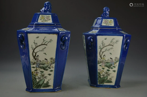 Pair of Chinese Export Famille Rose Vases