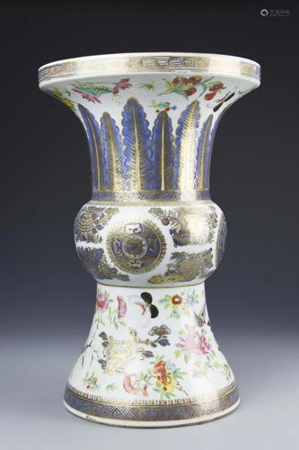 Chinese Export Famille Rose Gu Vase