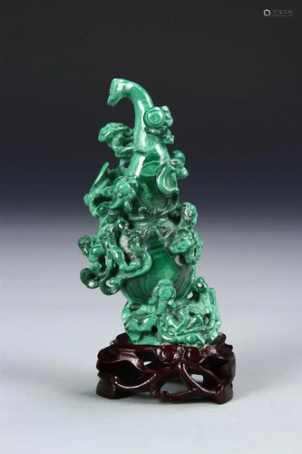 Chinese Green Malikate Sculpture