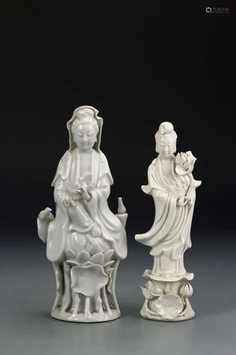 Two Chinese Guanyin Statues