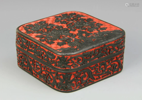 Chinese Cinnabar Square Box