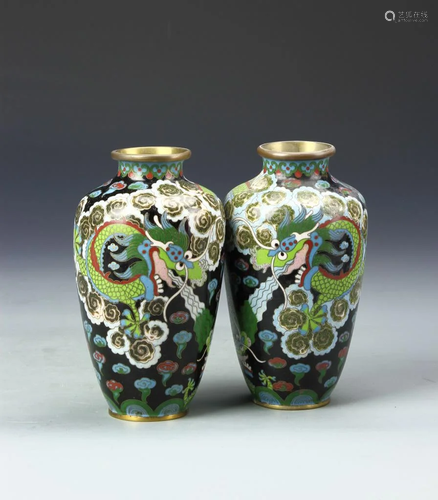 Pair of Chinese Cloisonne Vases