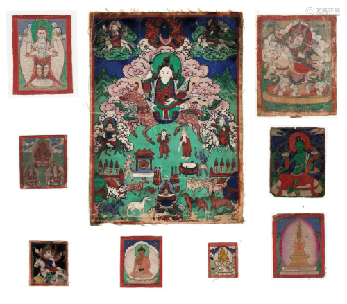 Group of 9 Tibetan Thangka