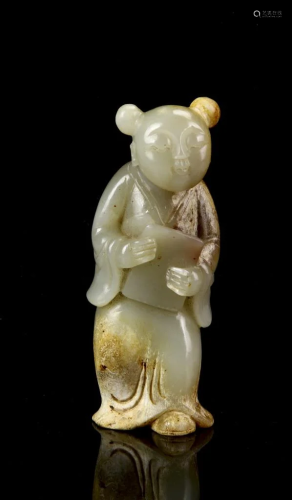 Chinese Antique Gilt Jade Boy Figure