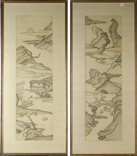 Pair of Chinese Framed Kesi Panels