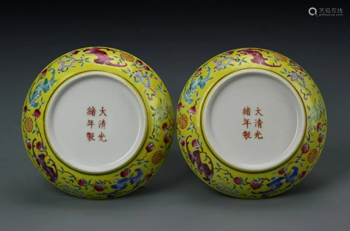 Pair of Chinese Famille Rose Plates