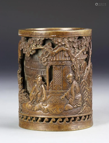 Chinese Bronze Brush Pot