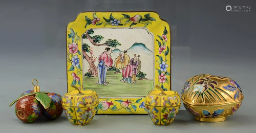 Chinese Five Cloisonne Items