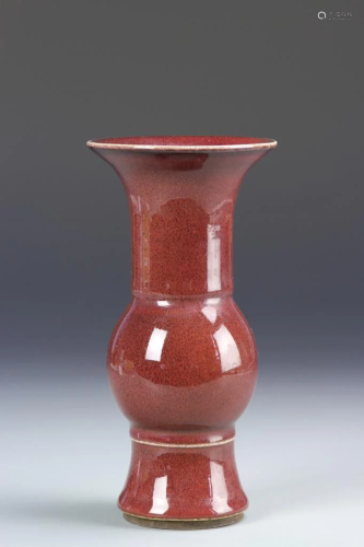 Chinese Antique Oxblood Glazed Gu Vase