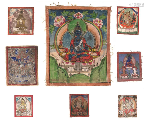 Group of 8 Tibetan Thangka