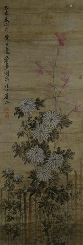 Chinese Scroll Painting of Flowers