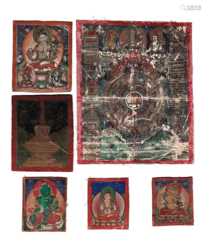 Group of 6 Tibetan Thangka