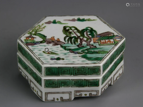 Chinese Famille Rose Ink Box With Lid