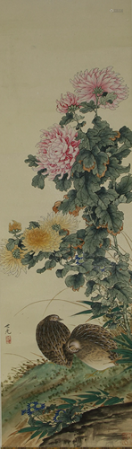 Chinese Scroll Painting of Bird and Flowers