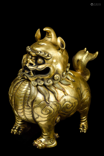 [Chinese] A Brass Xiezhi Beast Shape Incens…