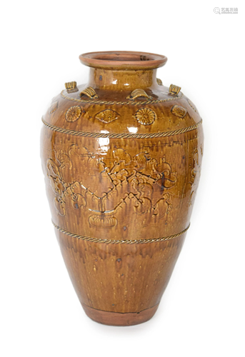 An Oriental Extra Large Brown Glazed Potter…