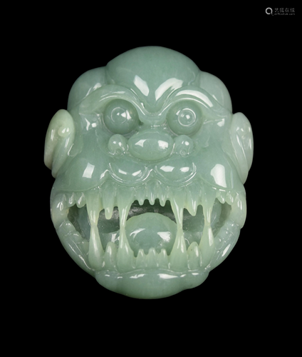 [Chinese] A Jadeite Carved Ape Head Ornament