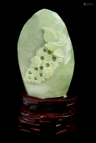 [Chinese] A Xiuyan (Lotus) Jade Carved Orna…