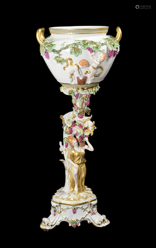 A Continental Porcelain Tall Jardiniere w…