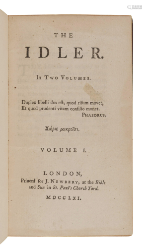 JOHNSON, Samuel (1709-1784). The Idler. L…