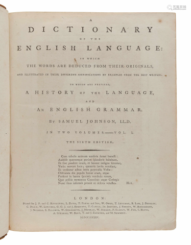 JOHNSON, Samuel (1709-1784). A Dictionary…