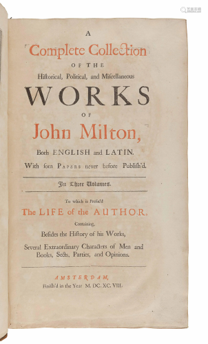 MILTON, John (1608-1674). A Complete Colle…