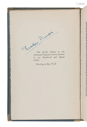 DREISER, Theodore (1871-1945). An America…