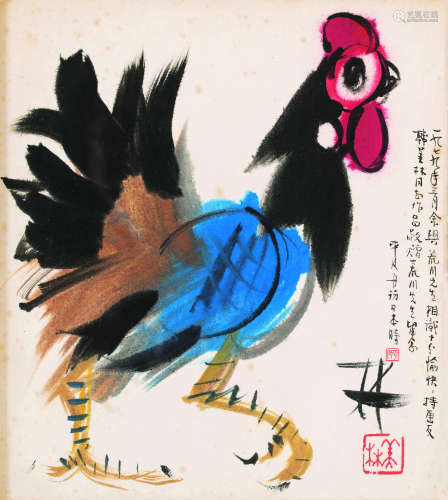 韩美林（b.1936） 1979年作 大吉图 镜框 设色纸本