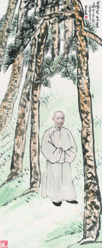 王震（1867-1938） 人物 立轴 设色纸本