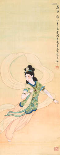 吴青霞（1910-2008） 1920年作 飞天舞 立轴 设色纸本