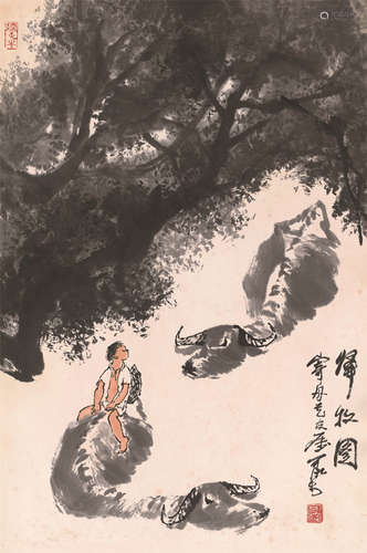 李可染（1907-1989） 归牧图 镜片 设色纸本