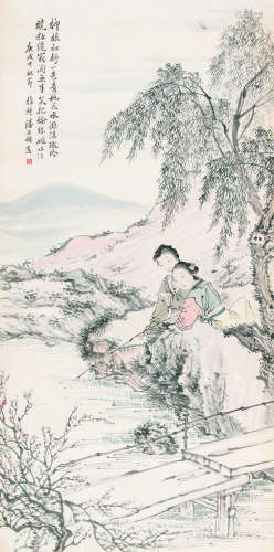 潘振墉（1852-1921） 人物 立轴 设色纸本