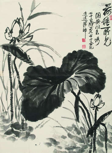 萧龙士（1889-1990） 花卉 镜片 设色纸本