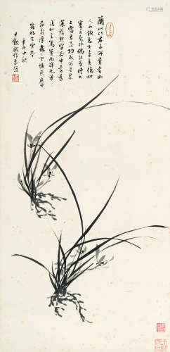 沈尹默（1883-1971） 1961年作 兰花 立轴 设色纸本