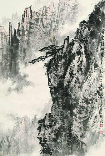 魏紫熙（1915-2002） 湿云侵岫图 立轴 设色纸本