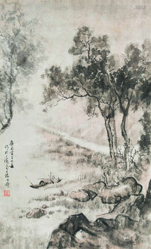 黄幻吾（1906-1985） 山水 镜框 设色纸本