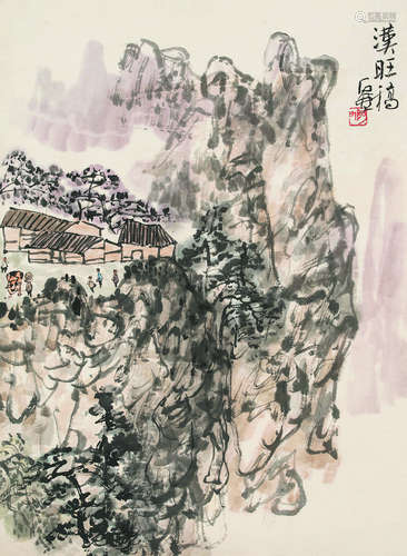 石壶（1913-1976） 山水 立轴 设色纸本