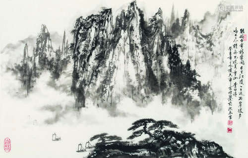 陈大章（b.1930） 1983年作 唐人诗意 软片 设色纸本