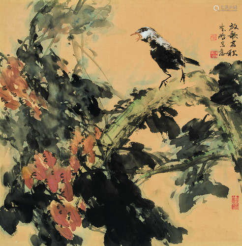 陈鹏（b.1962） 放歌高秋 镜片 设色纸本