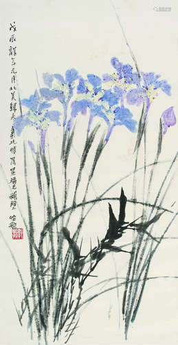 郭怡孮（b.1940） 1988年作 花卉 立轴 设色纸本